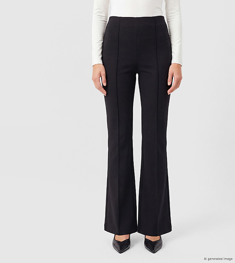 Solid Flared Casual Pants
