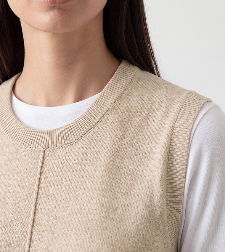 اٍل سي واي كيكي  سترات بياقة دائرية - بيج Round Neck Sweaters