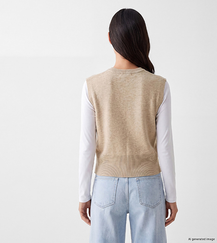 اٍل سي واي كيكي  سترات بياقة دائرية - بيج Round Neck Sweaters