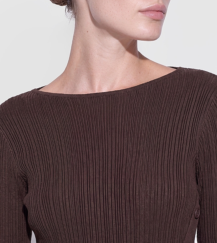 LC Waikiki  Round Neck Sweaters - Brown Round Neck Sweaters