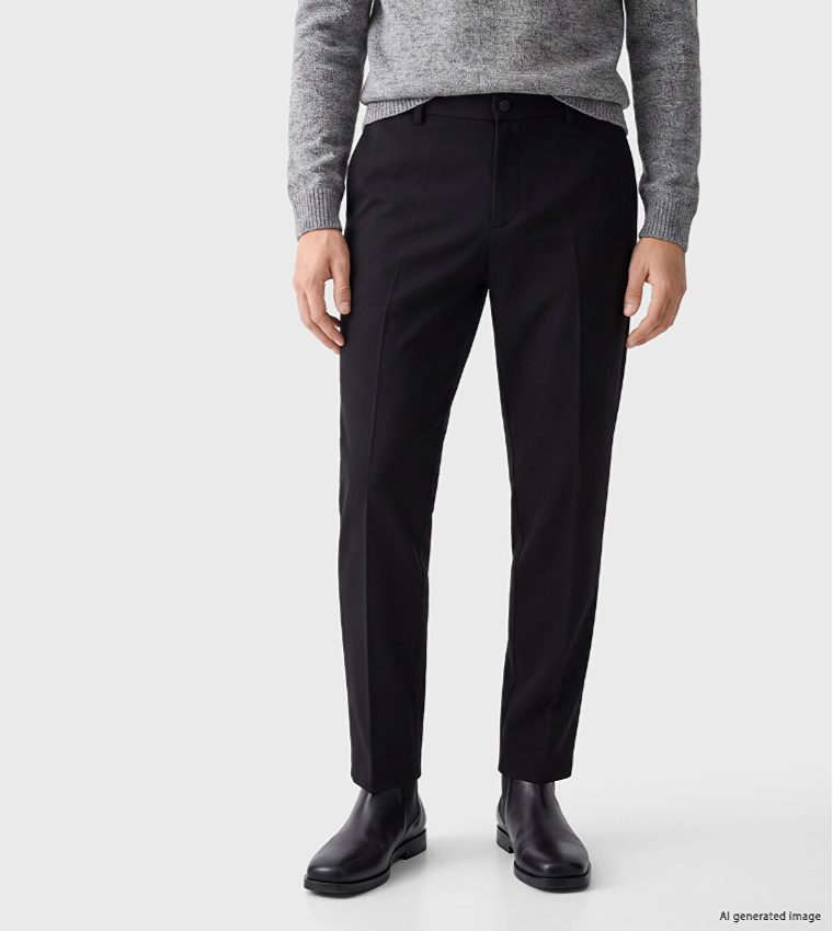 Solid Regular Fit Pants with Button Closure