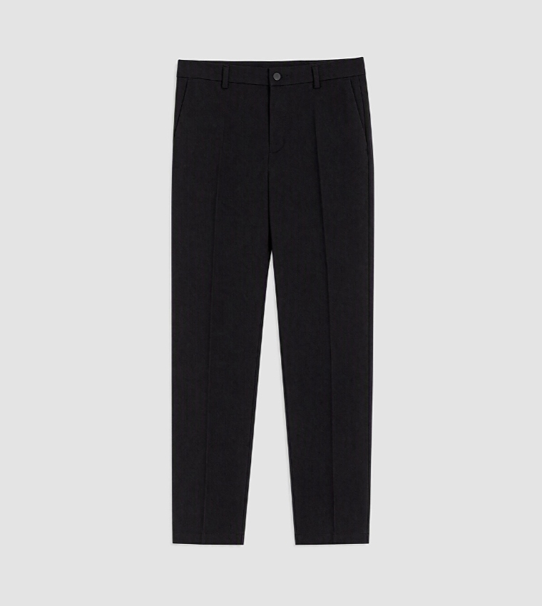 Solid Regular Fit Pants with Button Closure