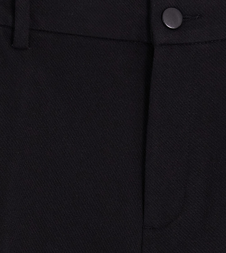 Solid Regular Fit Pants with Button Closure