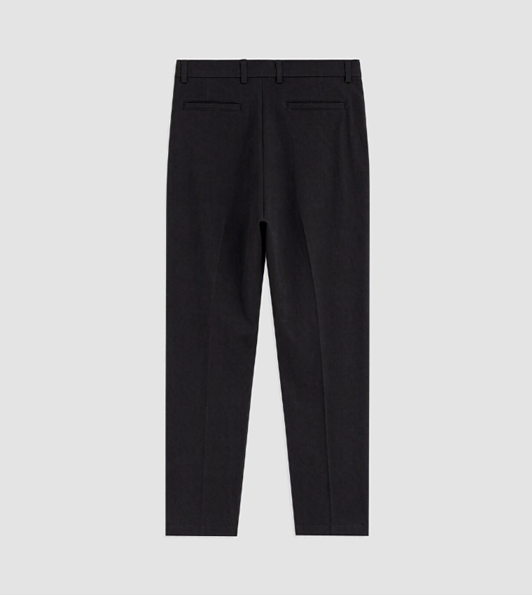 Solid Regular Fit Pants with Button Closure