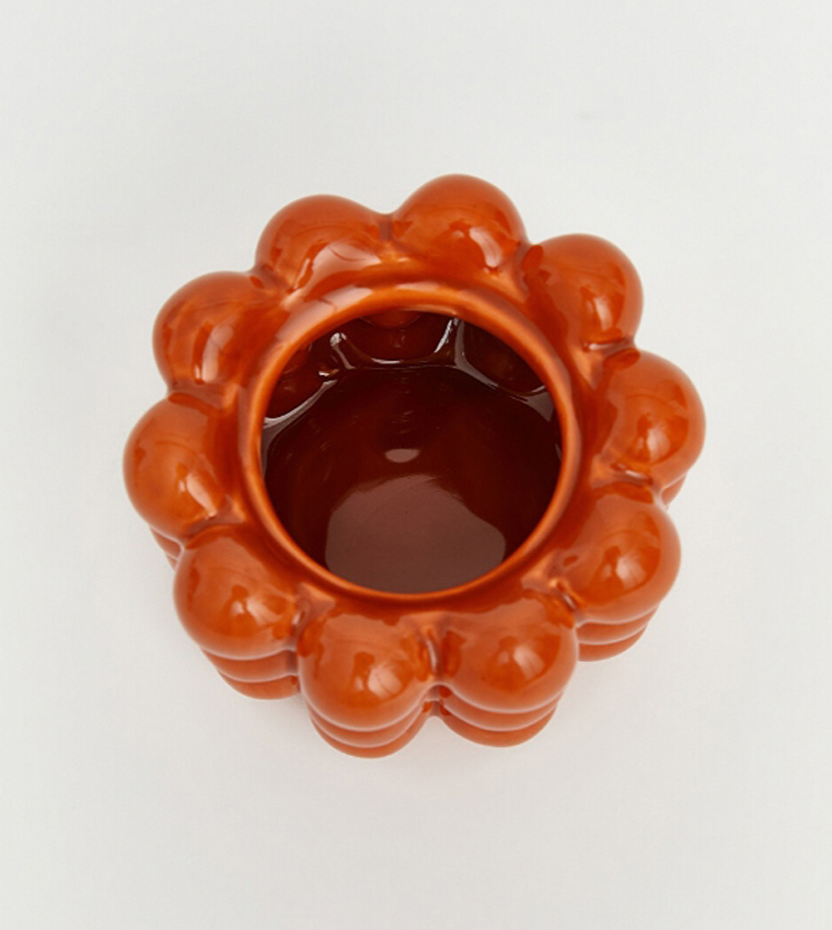 Embossed Patterned Ceramic Sugar Bowl, 9X9cm