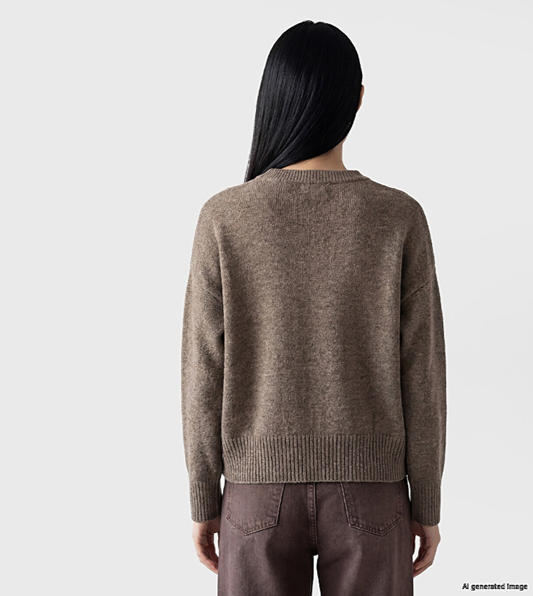 Solid Crew Neck Oversized Sweater