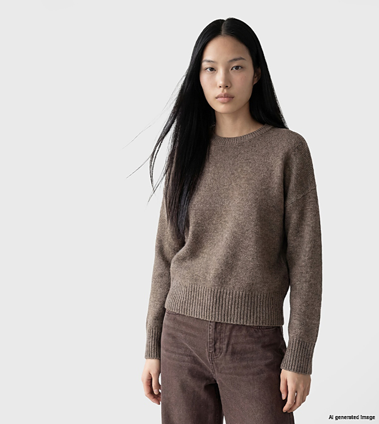 Solid Crew Neck Oversized Sweater