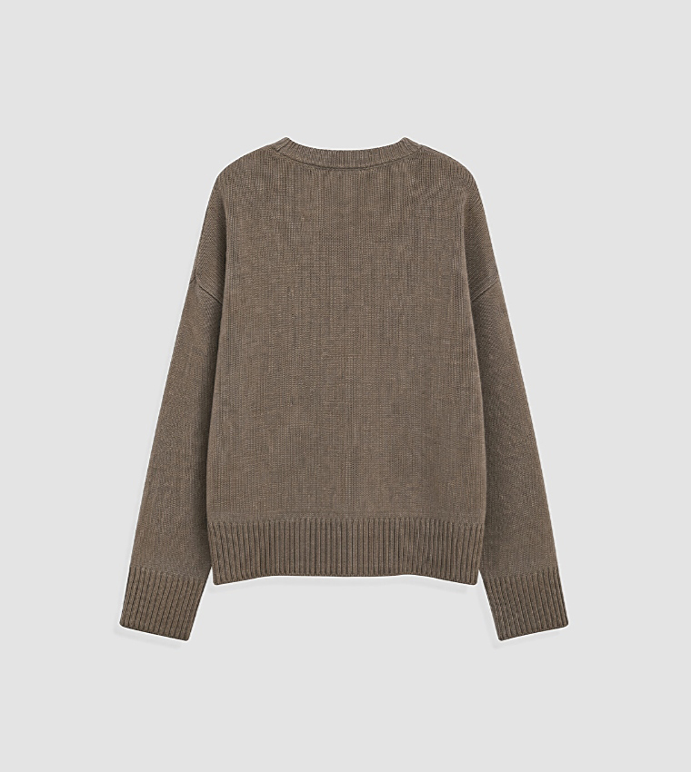 Solid Crew Neck Oversized Sweater