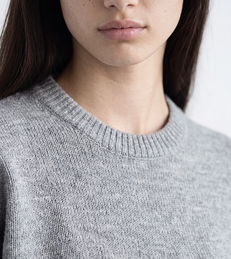 Solid Crew Neck Oversized Sweater