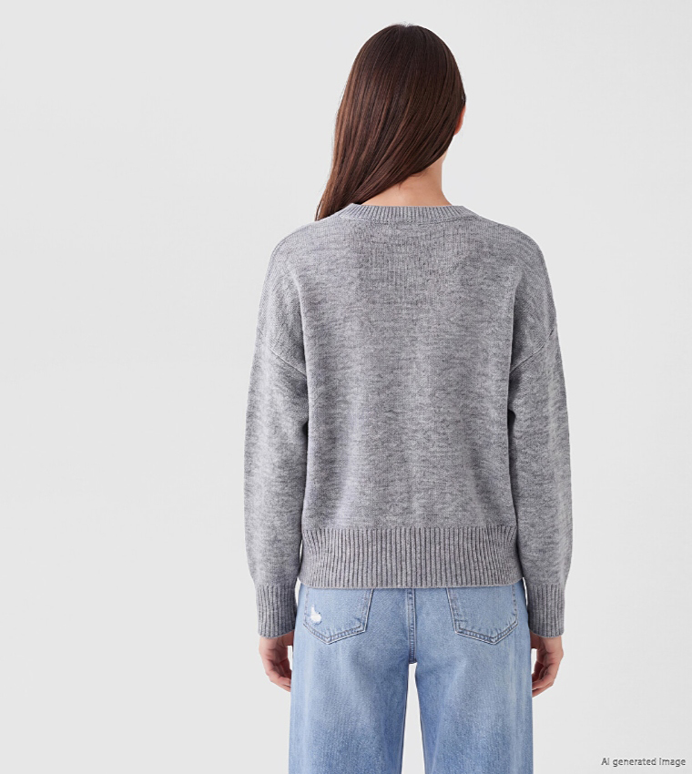 Solid Crew Neck Oversized Sweater