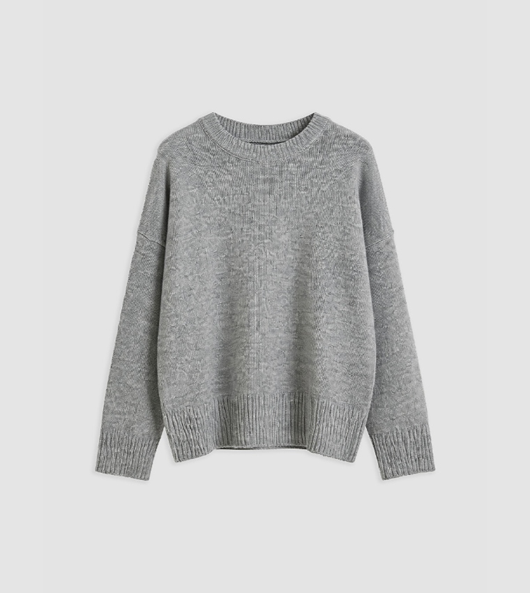 Solid Crew Neck Oversized Sweater