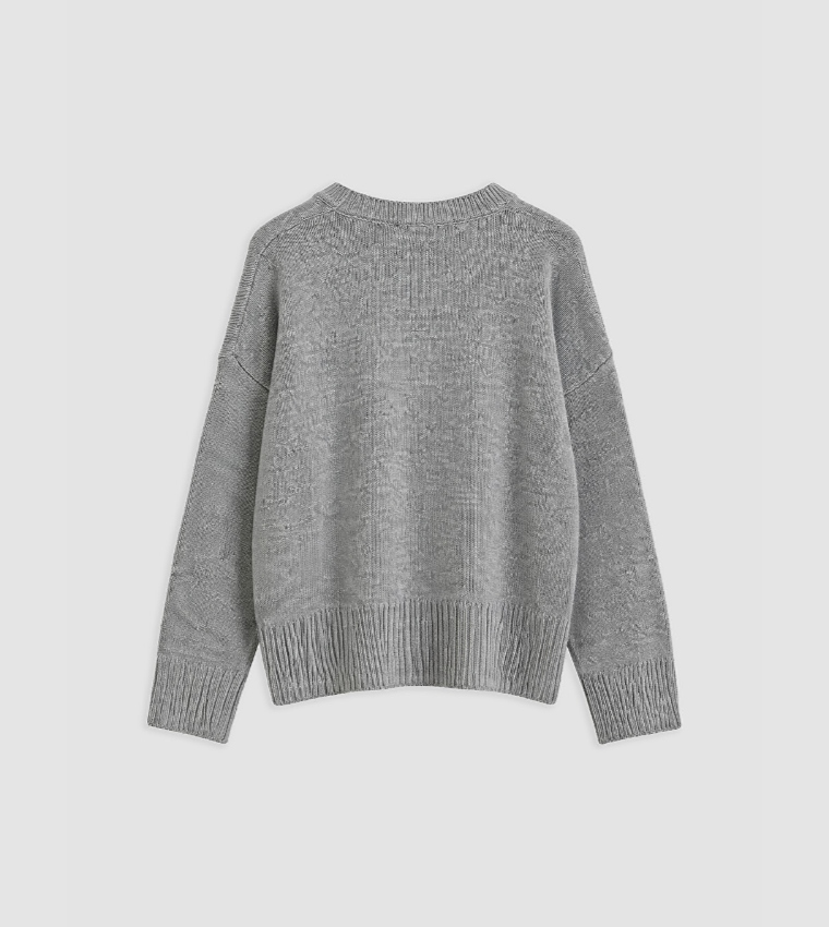 Solid Crew Neck Oversized Sweater