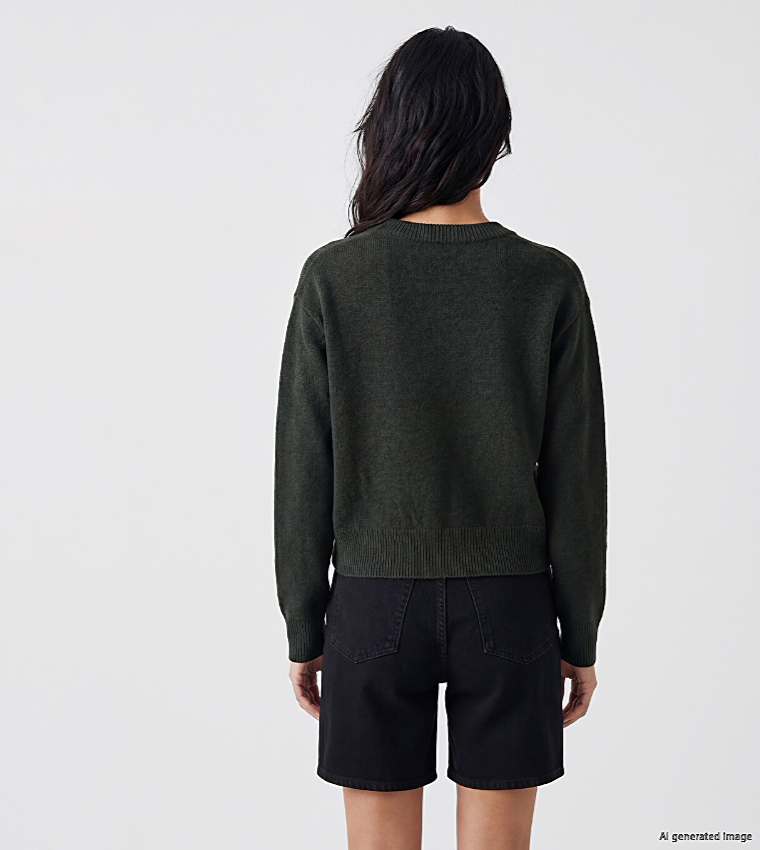 Solid Crew Neck Sweater