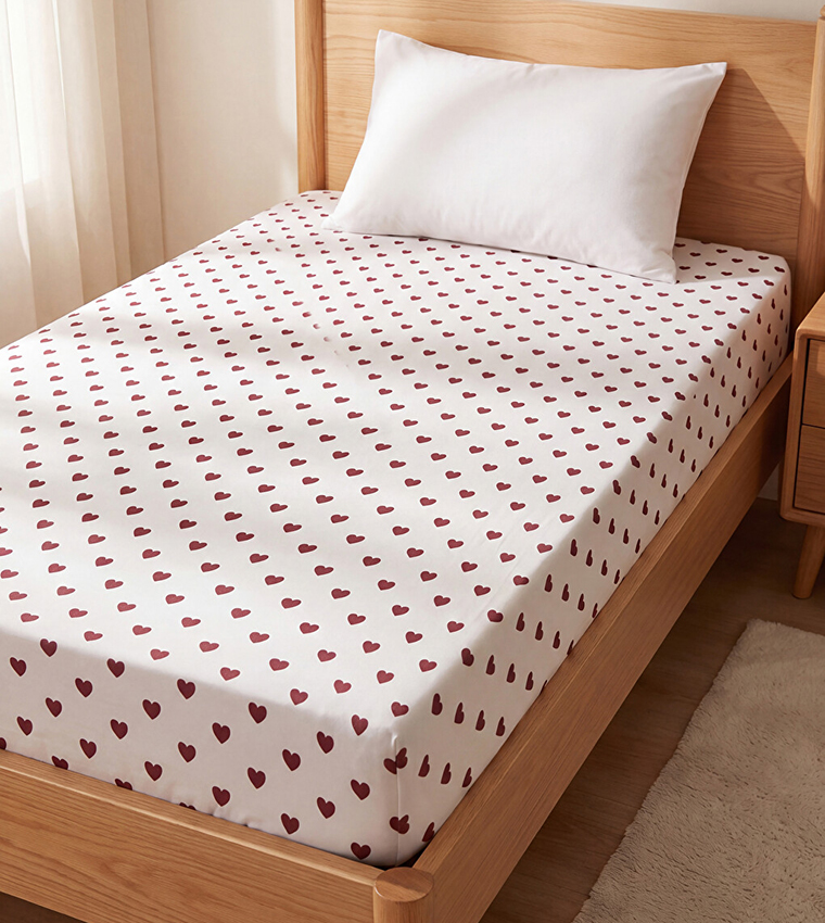 Heart Patterned Cotton Single Sheet