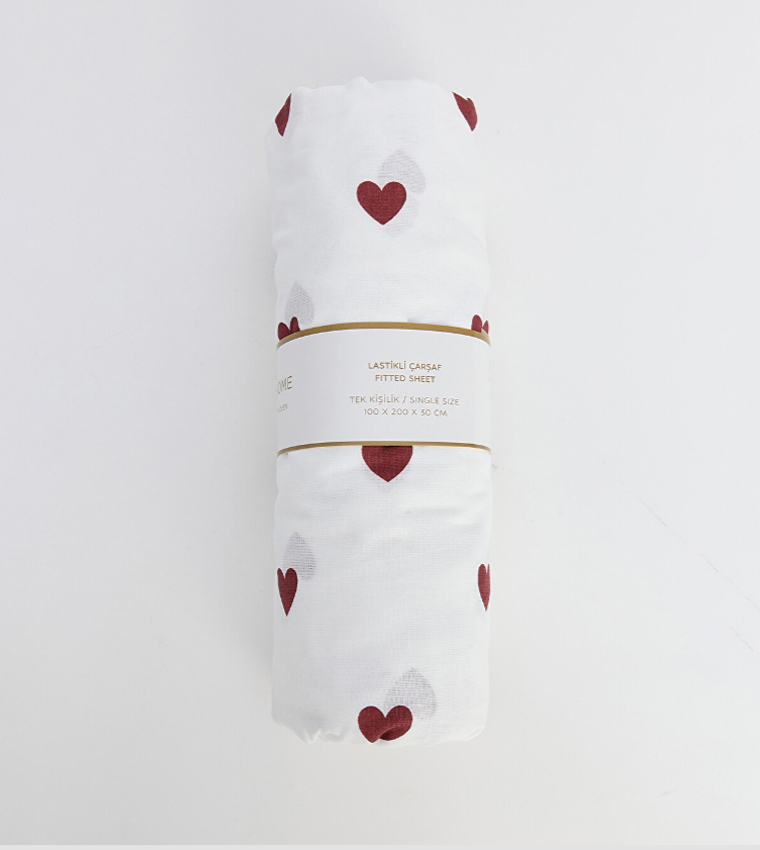 Heart Patterned Cotton Single Sheet