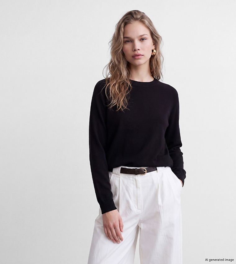 Solid Crew Neck Sweater