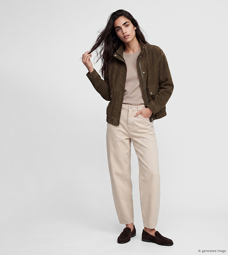Solid Mock Neck Casual Jacket