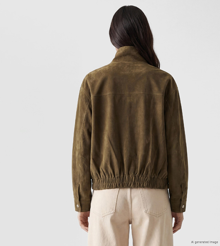 Solid Mock Neck Casual Jacket