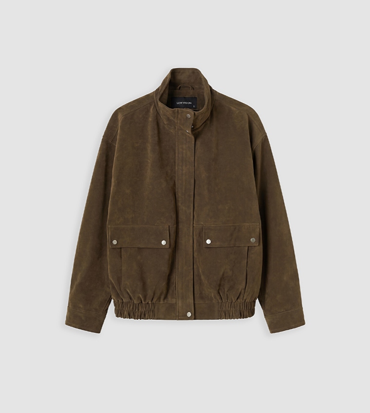 Solid Mock Neck Casual Jacket