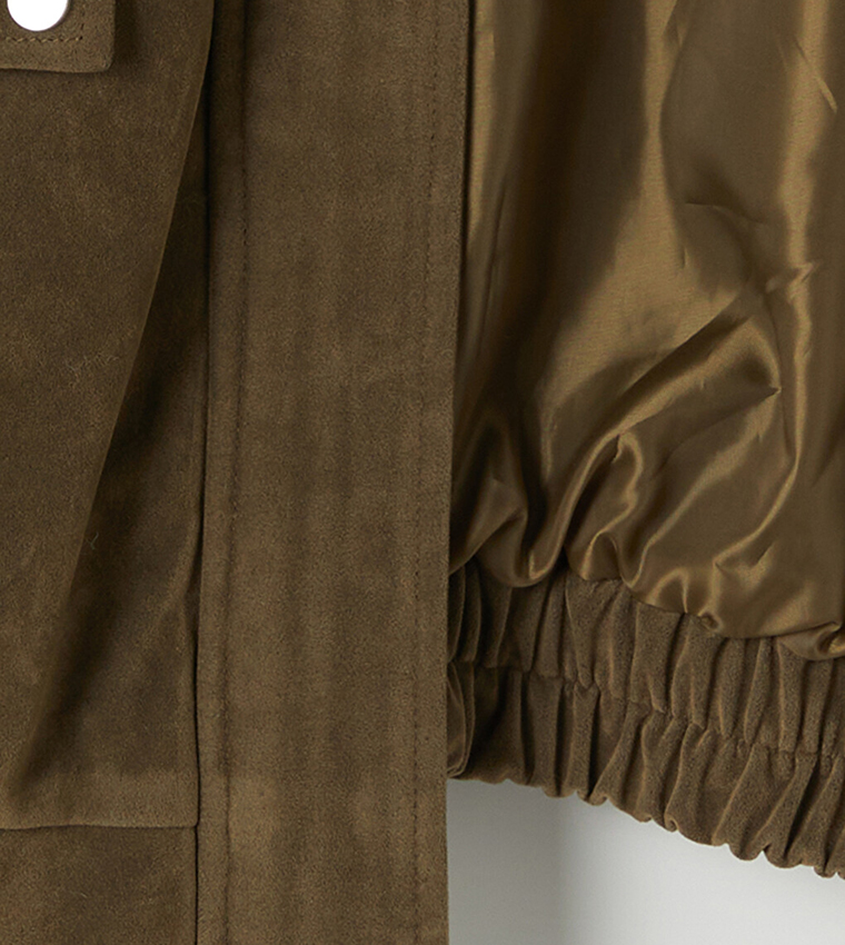 Solid Mock Neck Casual Jacket