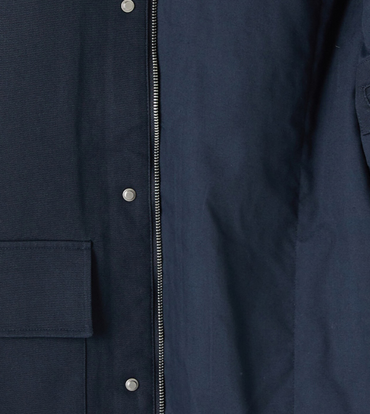 Solid Leather Collar Snap Button Casual Jacket