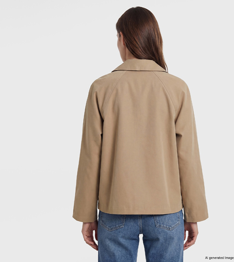 Solid Double Breasted Oversized Overcoat