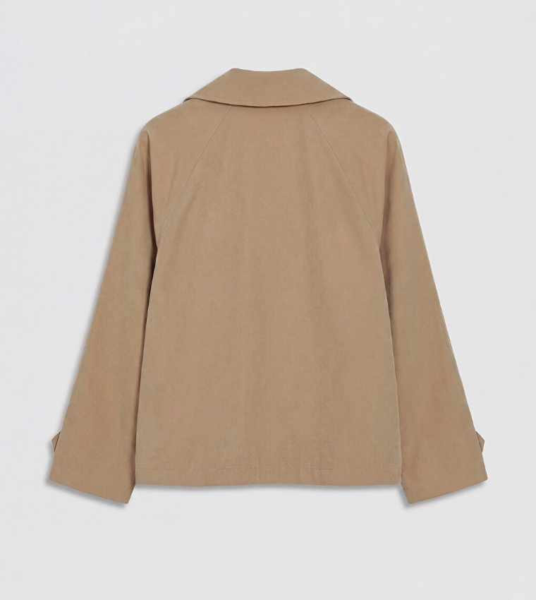 Solid Double Breasted Oversized Overcoat