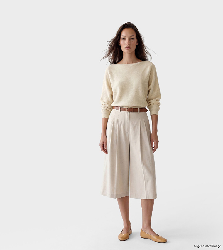 اٍل سي واي كيكي  سترات بياقة دائرية - بيج Round Neck Sweaters
