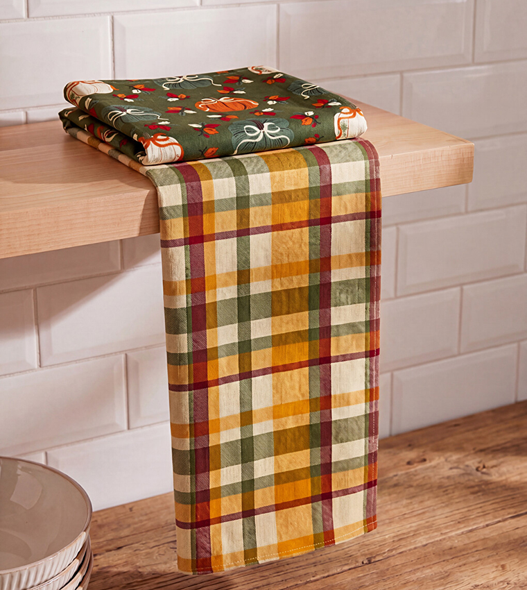 2-Pack Checked and Patterned Tea Towel Set