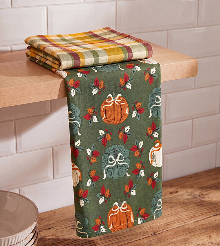 2-Pack Checked and Patterned Tea Towel Set