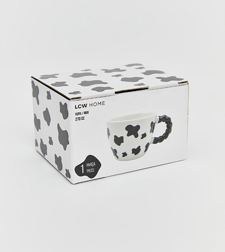 Cow Patterned Twisted Handle Ceramic Mug, 270ml