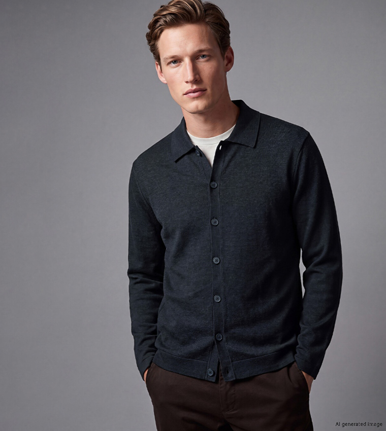 Solid Collared Long Sleeves Cardigan