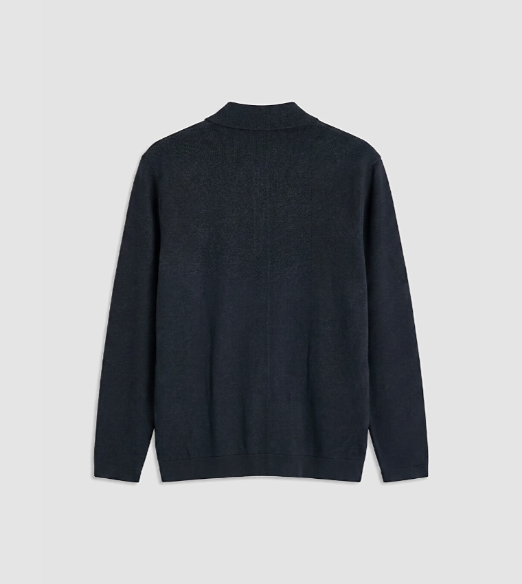 Solid Collared Long Sleeves Cardigan