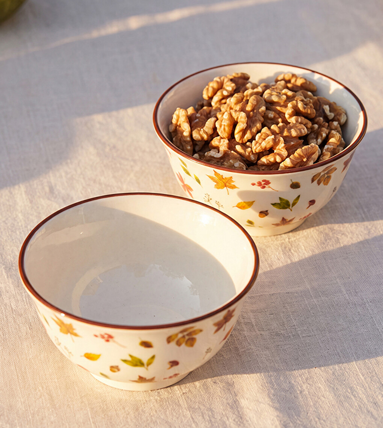 2-Pack Leaf Patterned Bowl Set