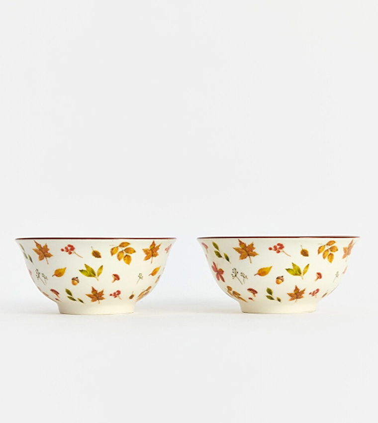 2-Pack Leaf Patterned Bowl Set