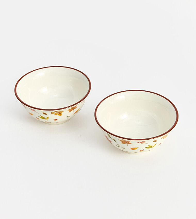 2-Pack Leaf Patterned Bowl Set