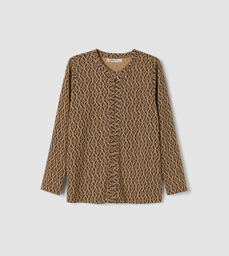 Geometric Patterned Long Sleeves Top