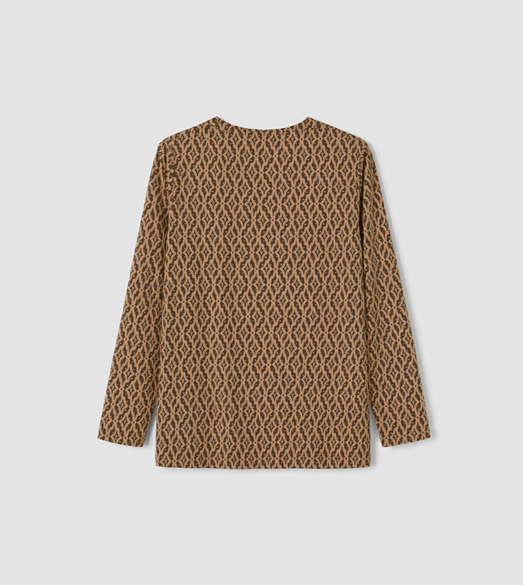 Geometric Patterned Long Sleeves Top