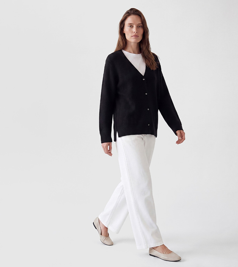 Solid V-Neck Cardigan