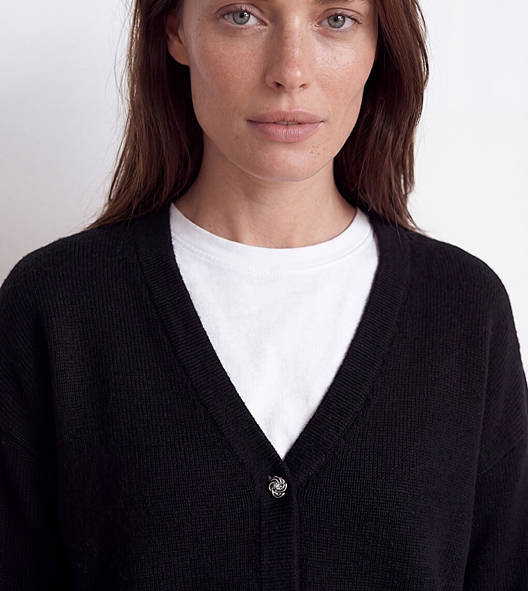 Solid V-Neck Cardigan