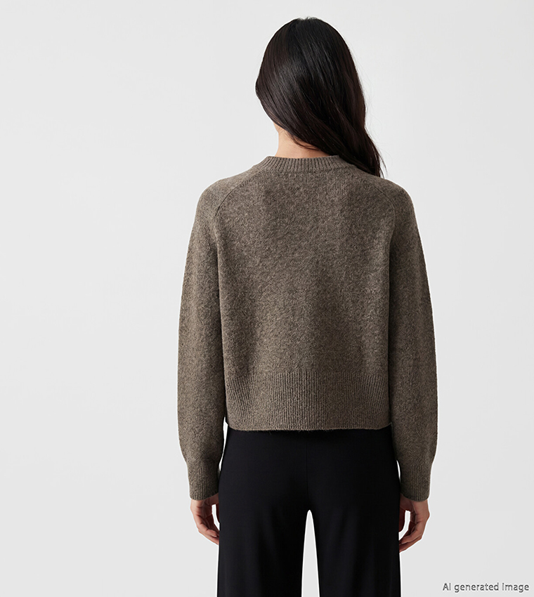 Solid Crew Neck Cardigan