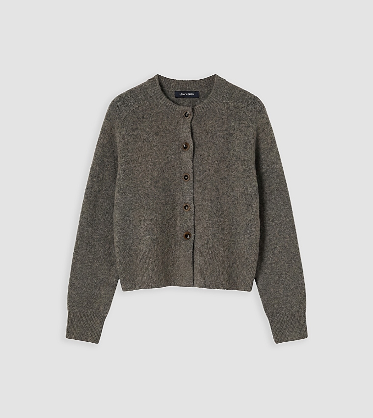 Solid Crew Neck Cardigan