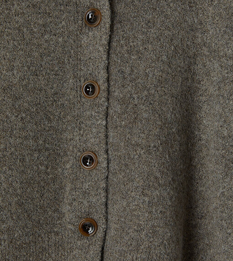 Solid Crew Neck Cardigan