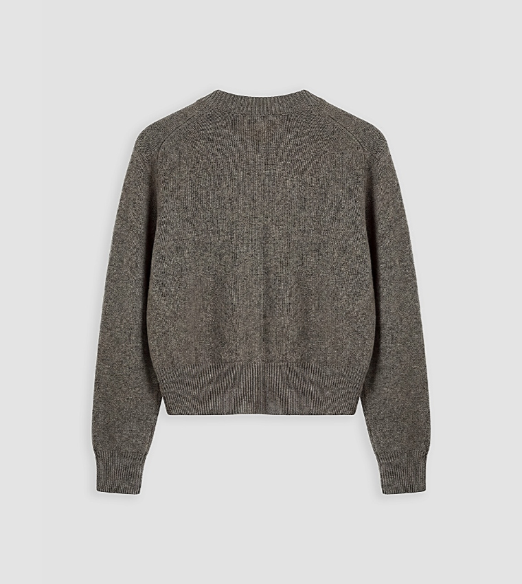 Solid Crew Neck Cardigan