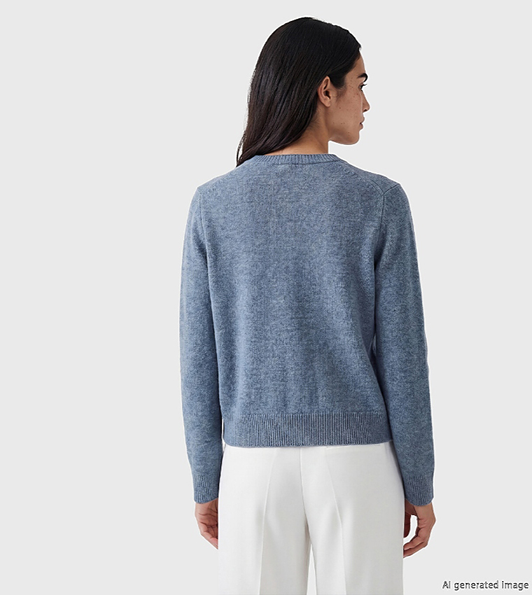 Solid Crew Neck Cardigan