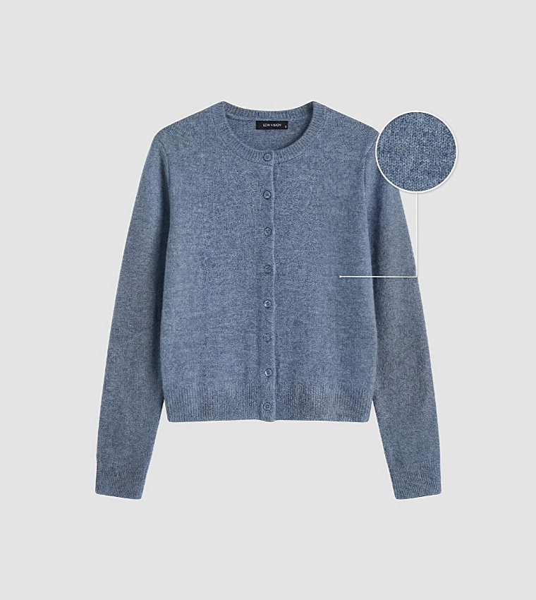 Solid Crew Neck Cardigan