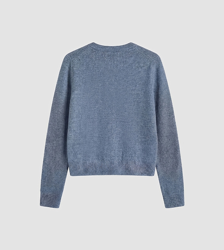 Solid Crew Neck Cardigan