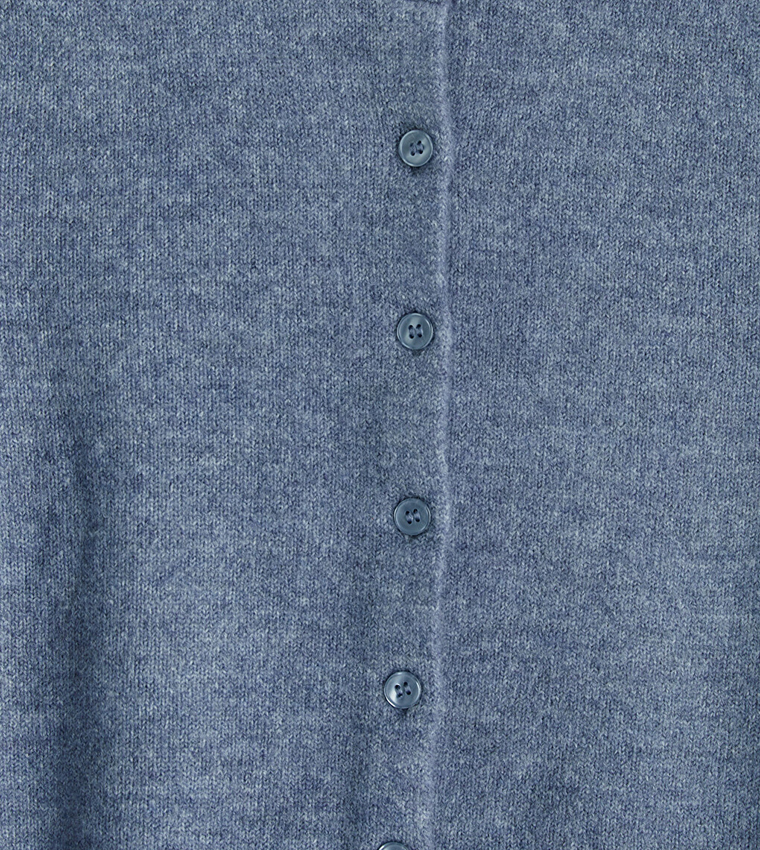 Solid Crew Neck Cardigan