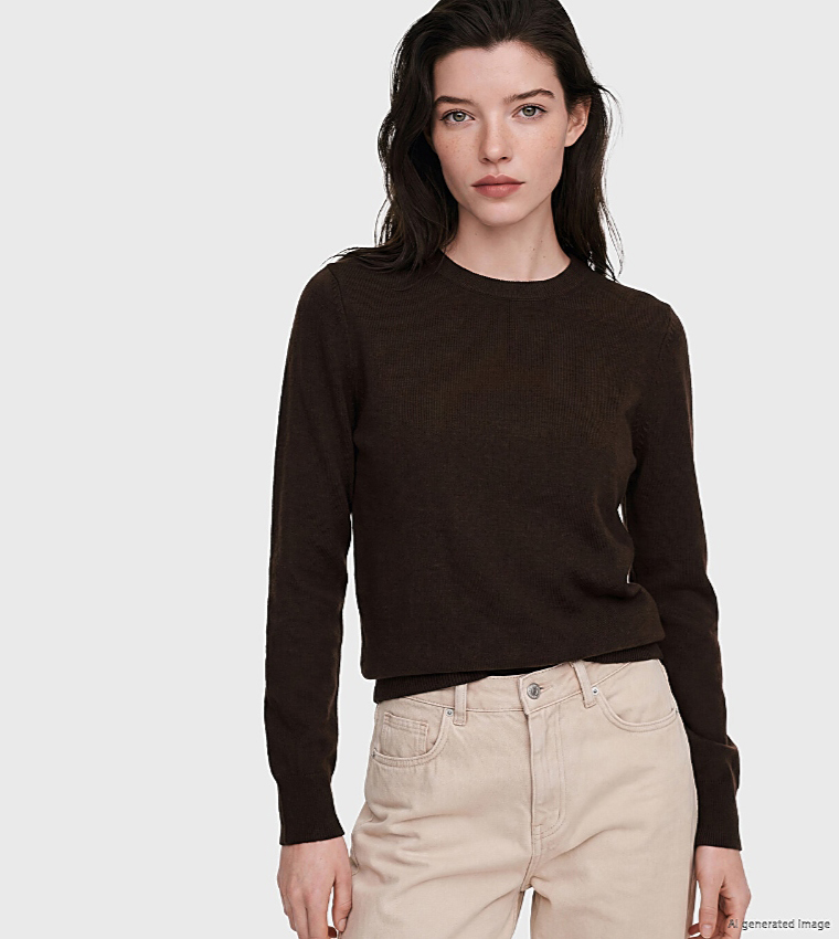 اٍل سي واي كيكي  سترات بياقة دائرية - بني  Round Neck Sweaters