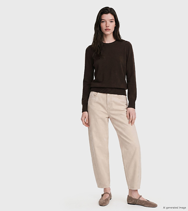 اٍل سي واي كيكي  سترات بياقة دائرية - بني  Round Neck Sweaters
